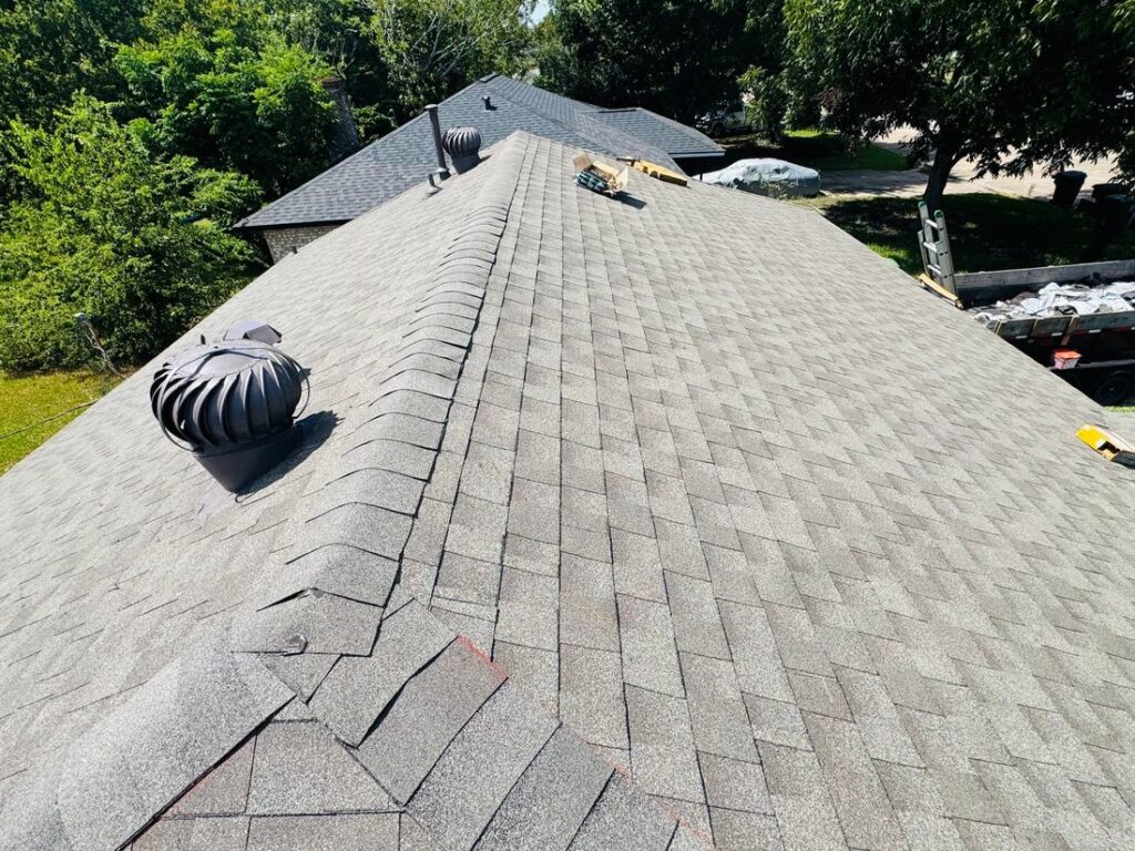 Finished roof plane seen from the ridge