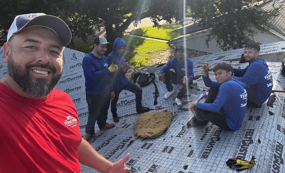 The Texas Storm Pro roofing crew together on a Houston job site